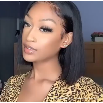 Transparent Blonde Human Hair Full Lace Wig, Ombre Bob Half Lace Front Wig Human Hair, Hd Lace Frontal Bob Wig